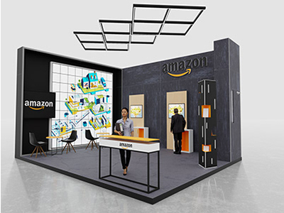 maquette 3D stand pop-up store amazon
